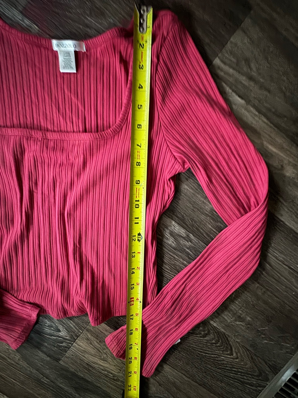 Bozzolo Ribbed Long-Sleeve Scoop Neck Tee - Raspberry - Picture 3 of 3